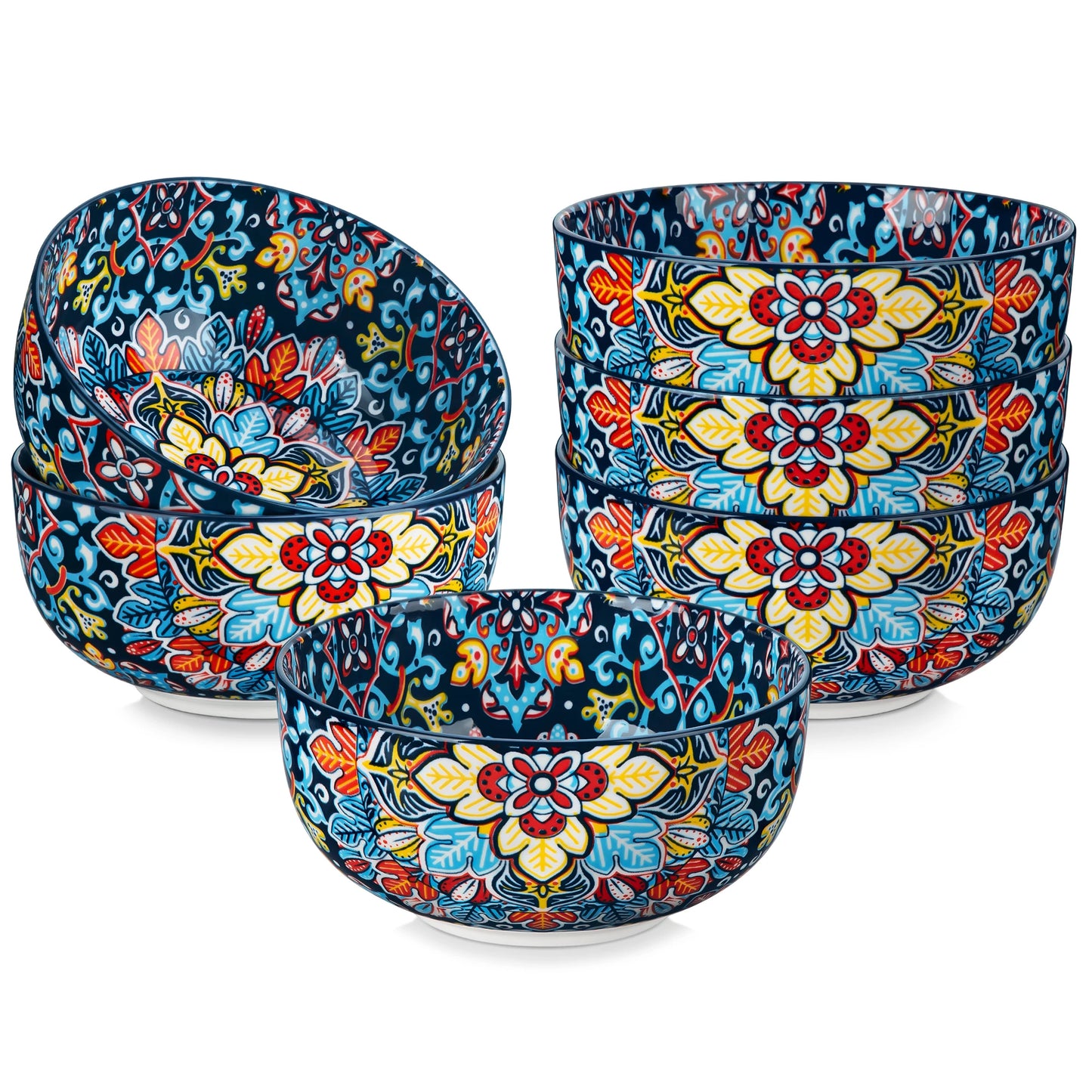 Malacasa Floral Ceramic Cereal Bowls Set Porcelain Bohemian Style