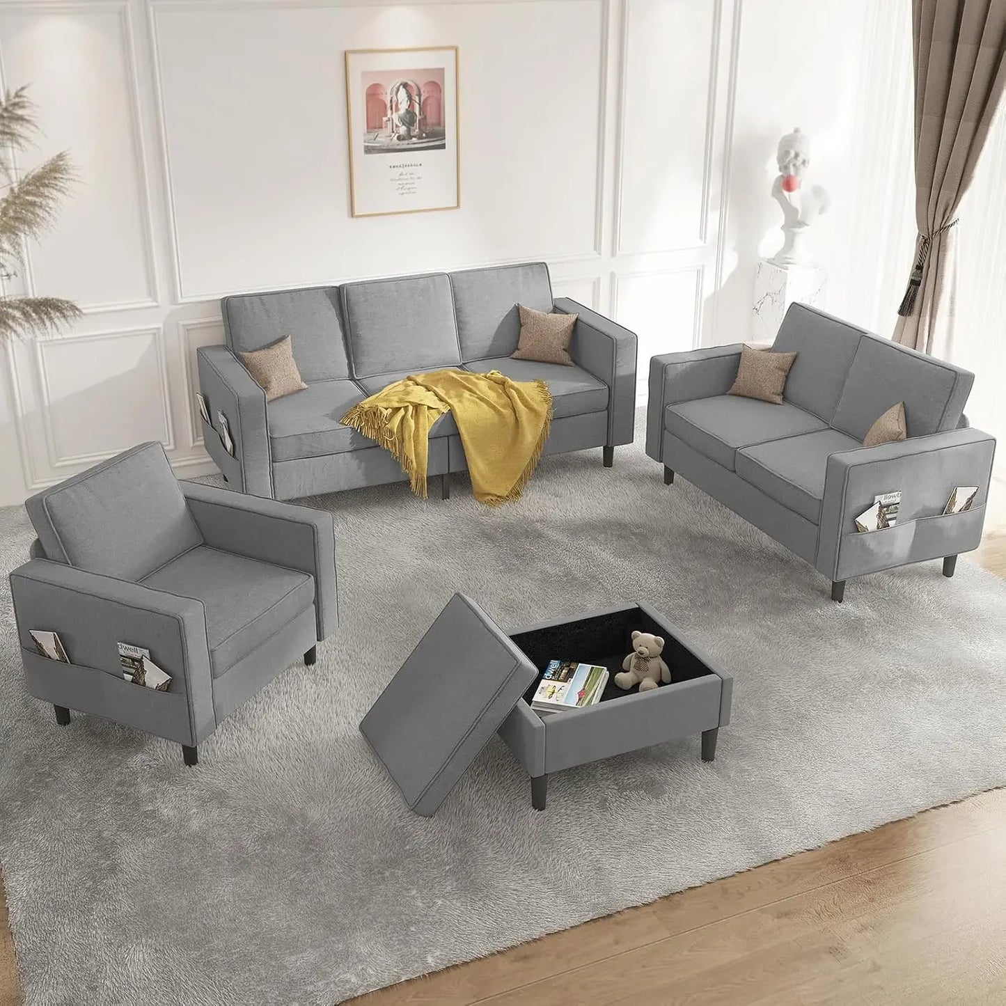 L Shaped Sectional Sofa Set Modern Living Room Furniture