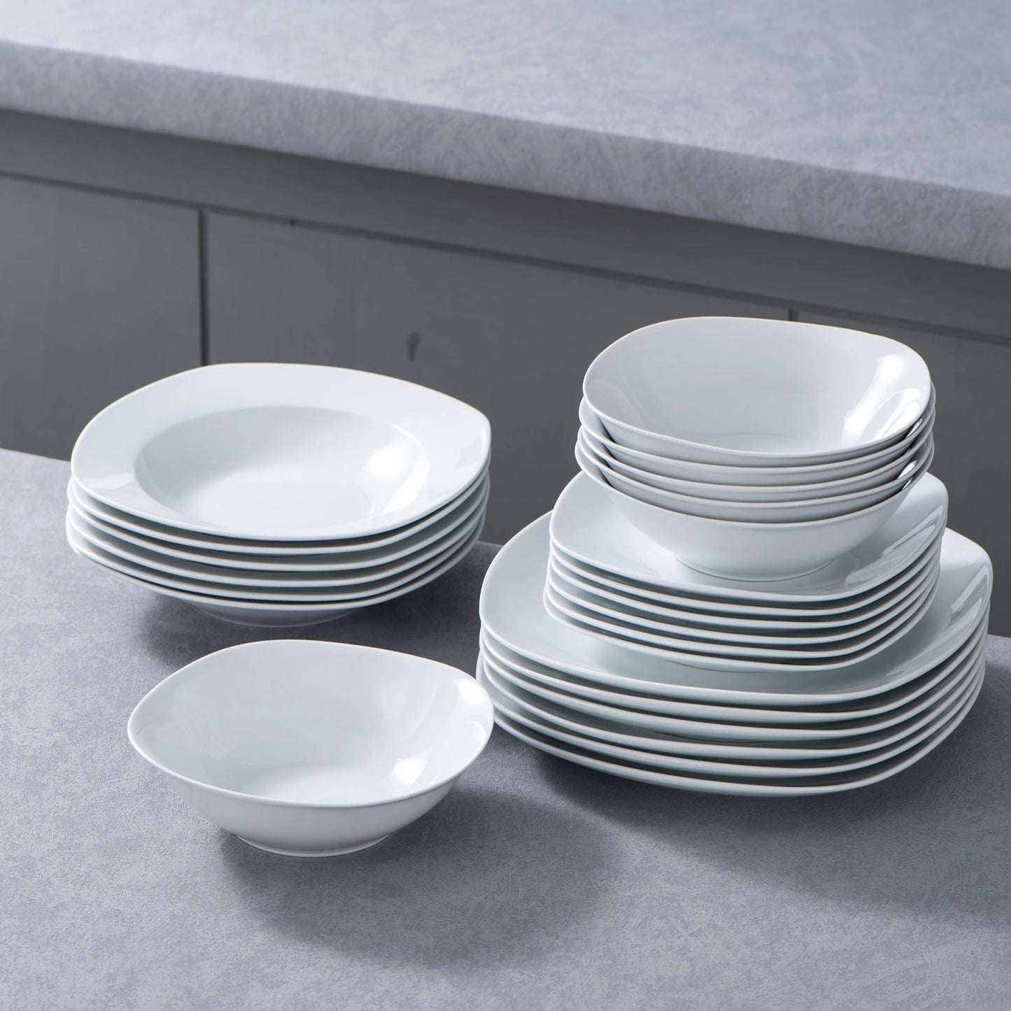 MALACASA Elisa 24 Piece Ceramic Porcelain Dinner Set For 6