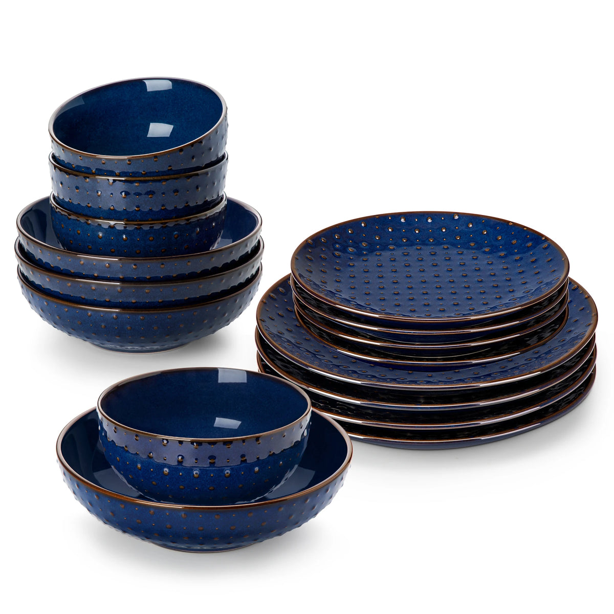 Malacasa Lydia 32 Piece Stoneware Dinnerware Set With Floral Embossed Design
