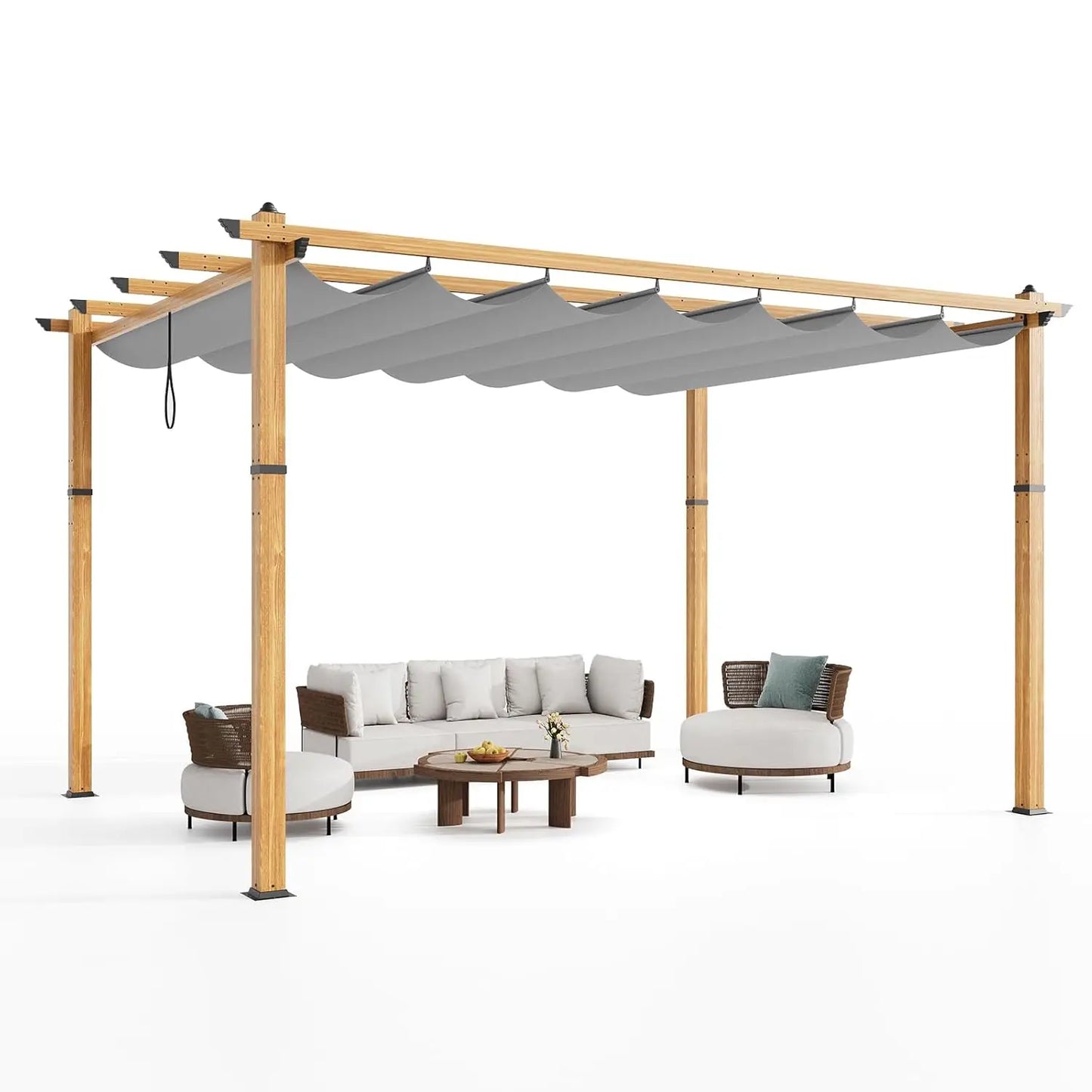 Aluminum Pergola Trellis With Retractable Canopy Outdoor Shade