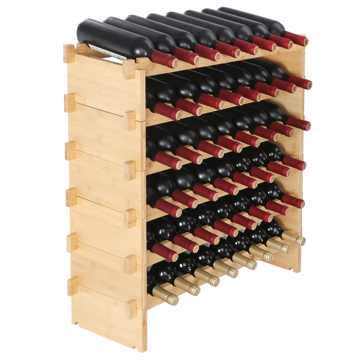 SucceBuy Bamboo 8 Tier Stackable Wine Rack Free Standing Display