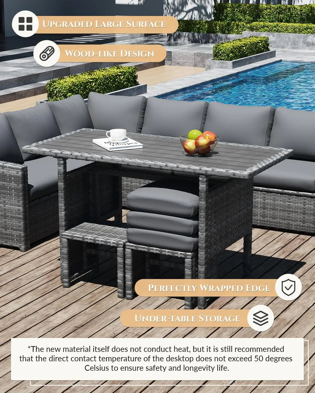 OEING 7-Piece Outdoor Patio Furniture Set With Waterproof Cover