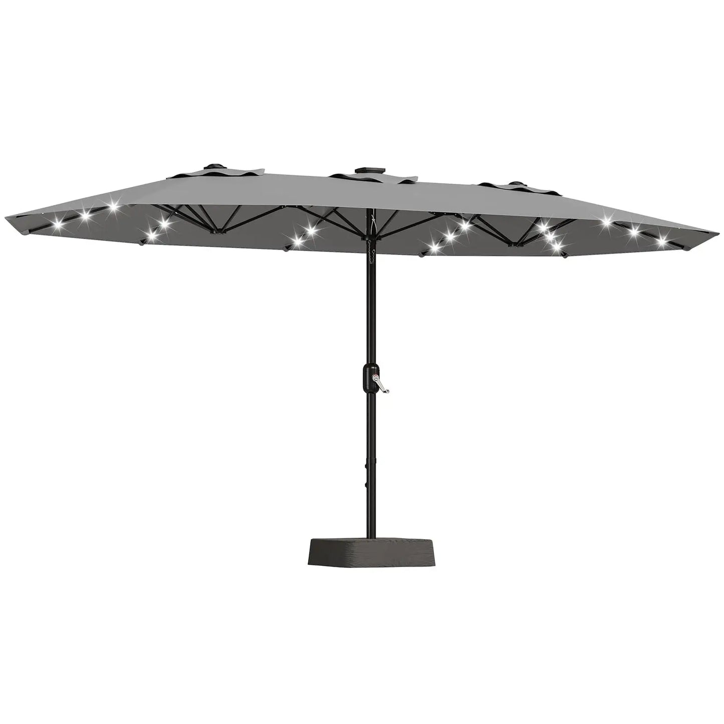 HiMISS Outdoor Patio Umbrella With Solar LED Lights And Base