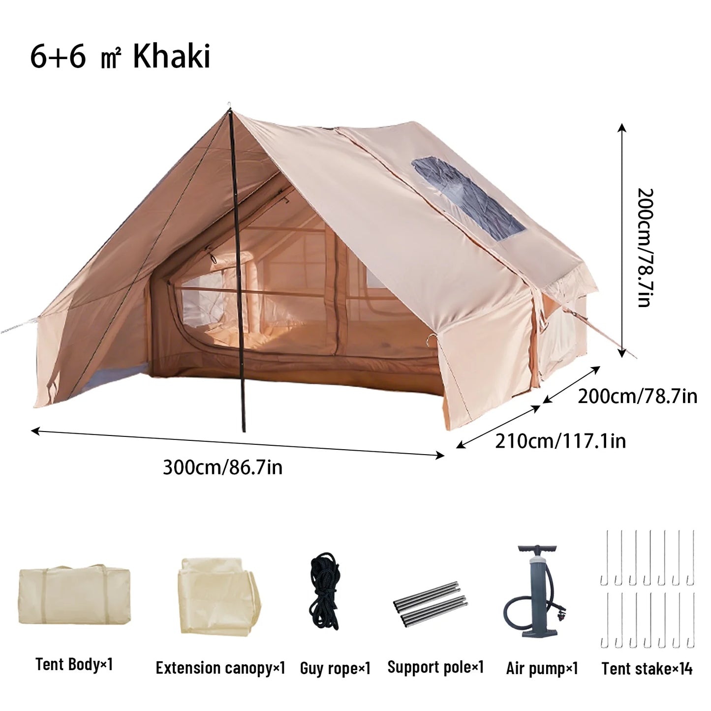 Pakicetus Inflatable Tent With Skylight And Quick Setup Pump