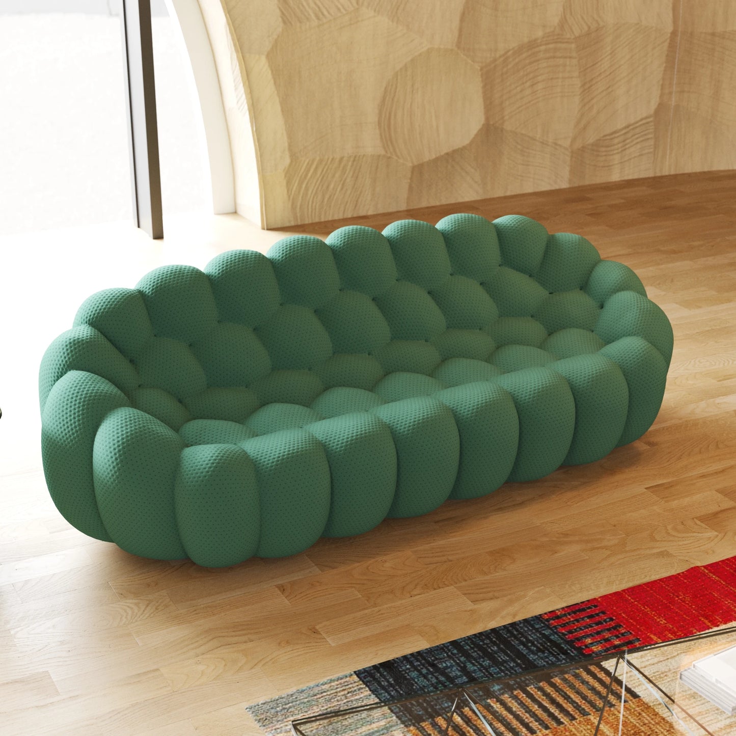 Sdorens Curved 3 Seater Bean Bag Sofa for Living Room Mesh Fabric