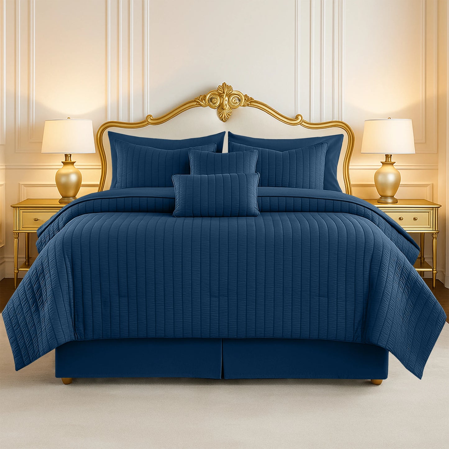 Lux Decor Seersucker Comforter Set Bed in a Bag Sheets
