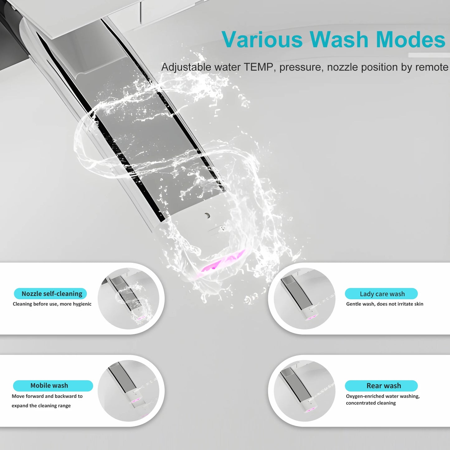 Smart Toilet Bidet Auto Open Close Dual Flush Heated Seat