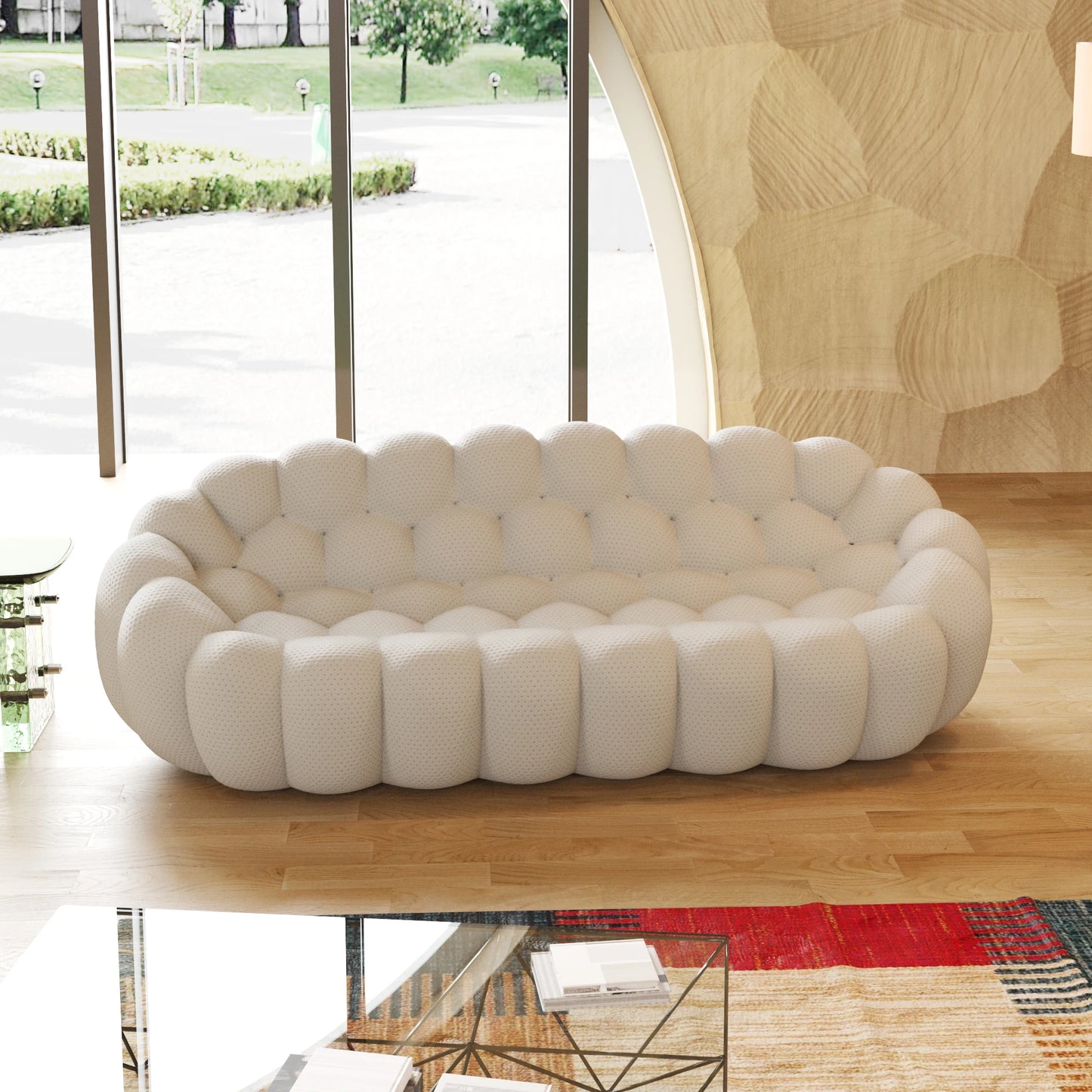 Sdorens Curved 3 Seater Bean Bag Sofa for Living Room Mesh Fabric