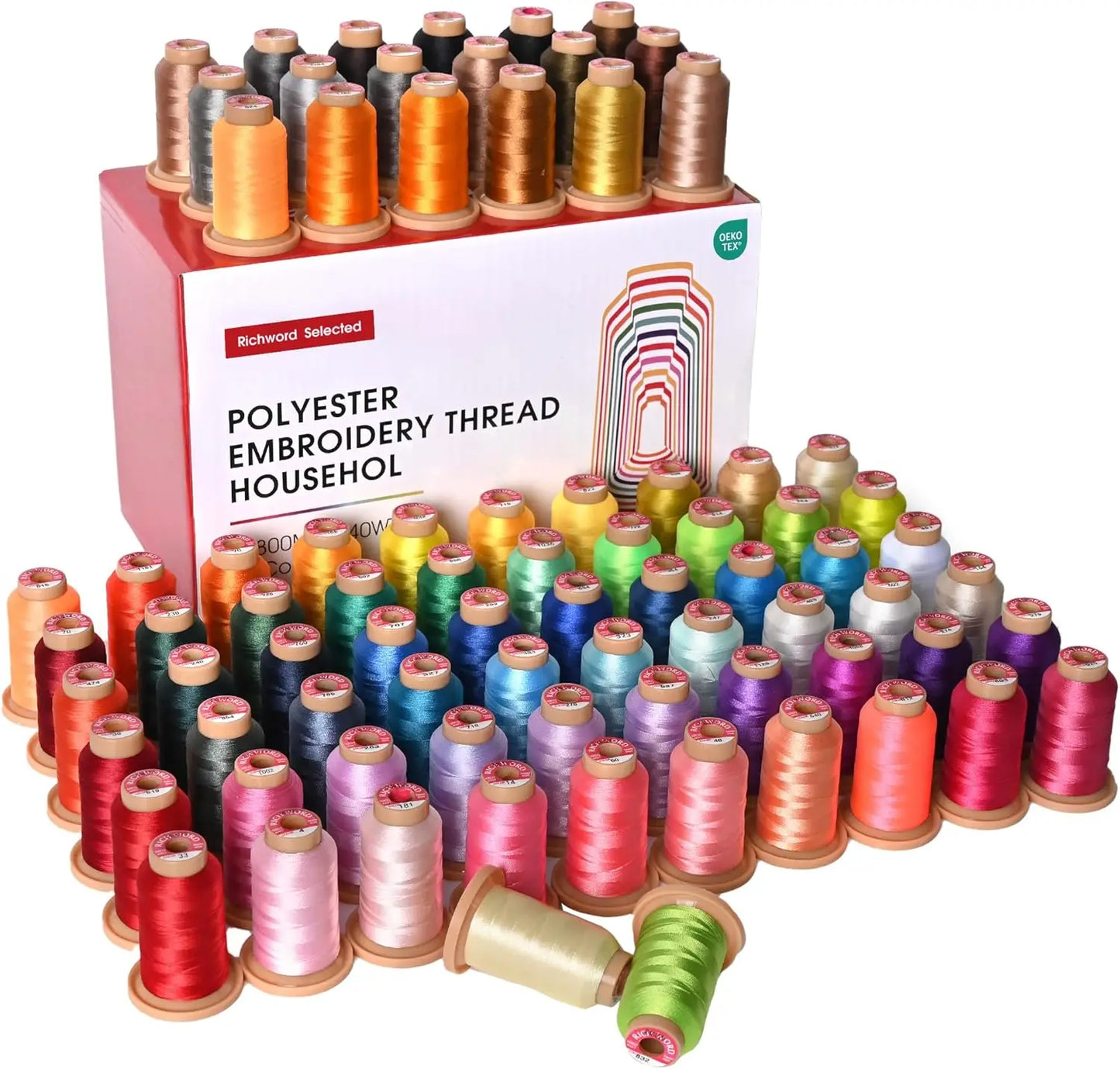 Richword 80 Pcs Embroidery Threads Kit For Sewing Machines