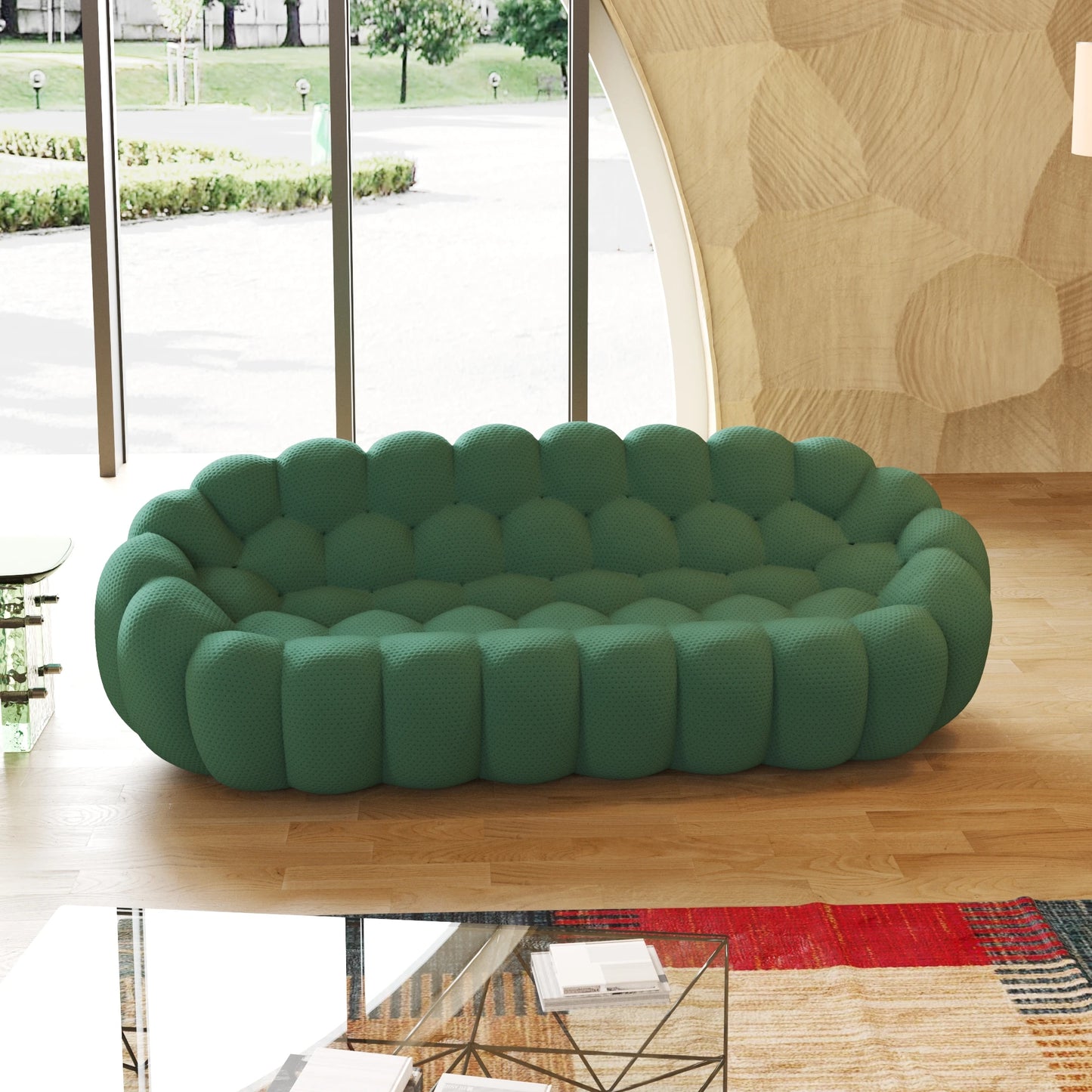 Sdorens Curved 3 Seater Bean Bag Sofa for Living Room Mesh Fabric