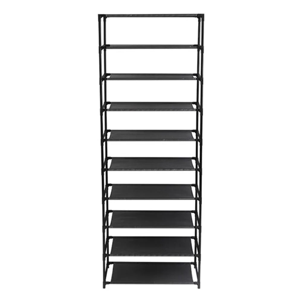 Stackable 10 Tier Shoe Rack With Iron Frame Storage Organizer