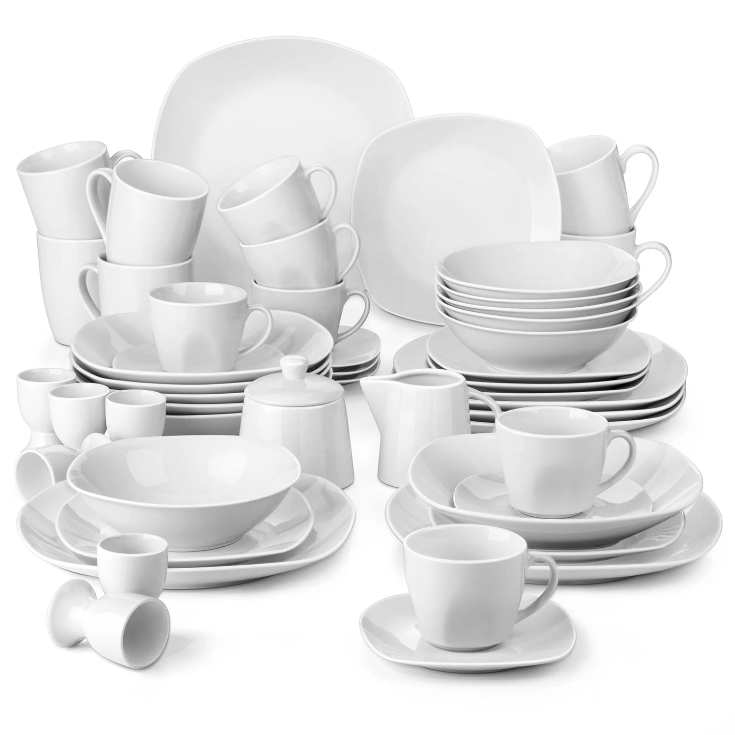 MALACASA Elisa 50 Piece Porcelain Dinnerware Set Service For 6