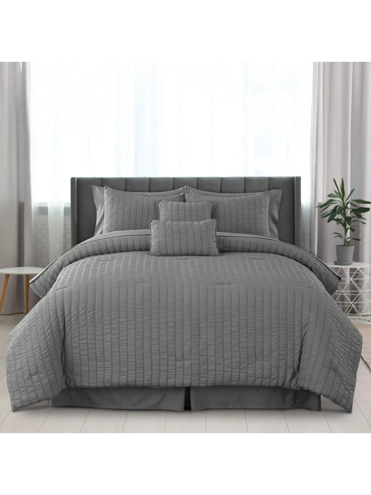 Lux Decor Seersucker Comforter Set Bed in a Bag Sheets