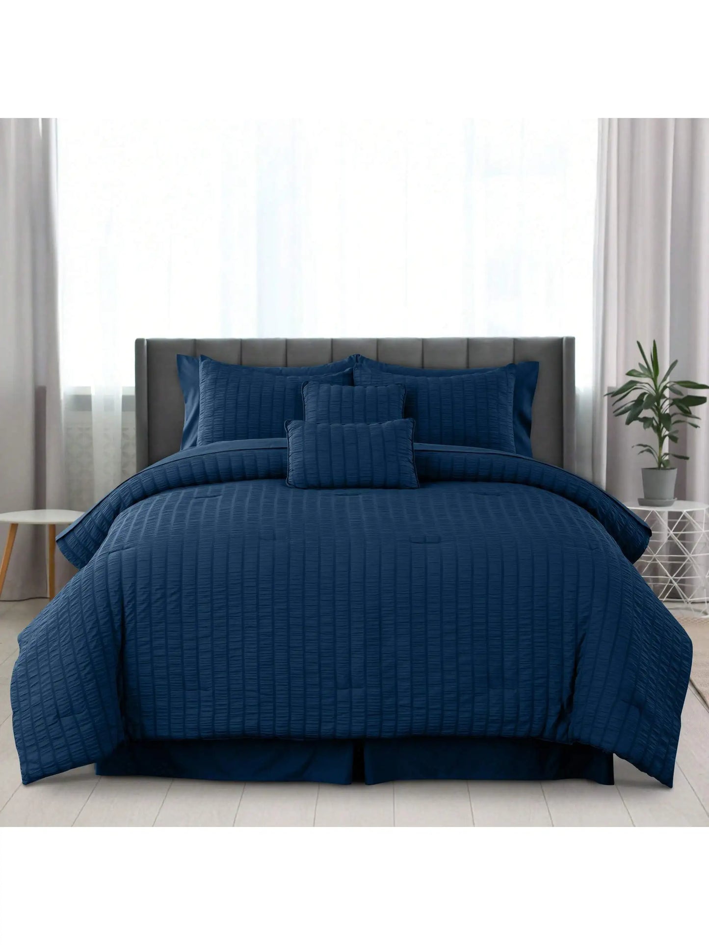 Lux Decor Seersucker Comforter Set Bed in a Bag Sheets