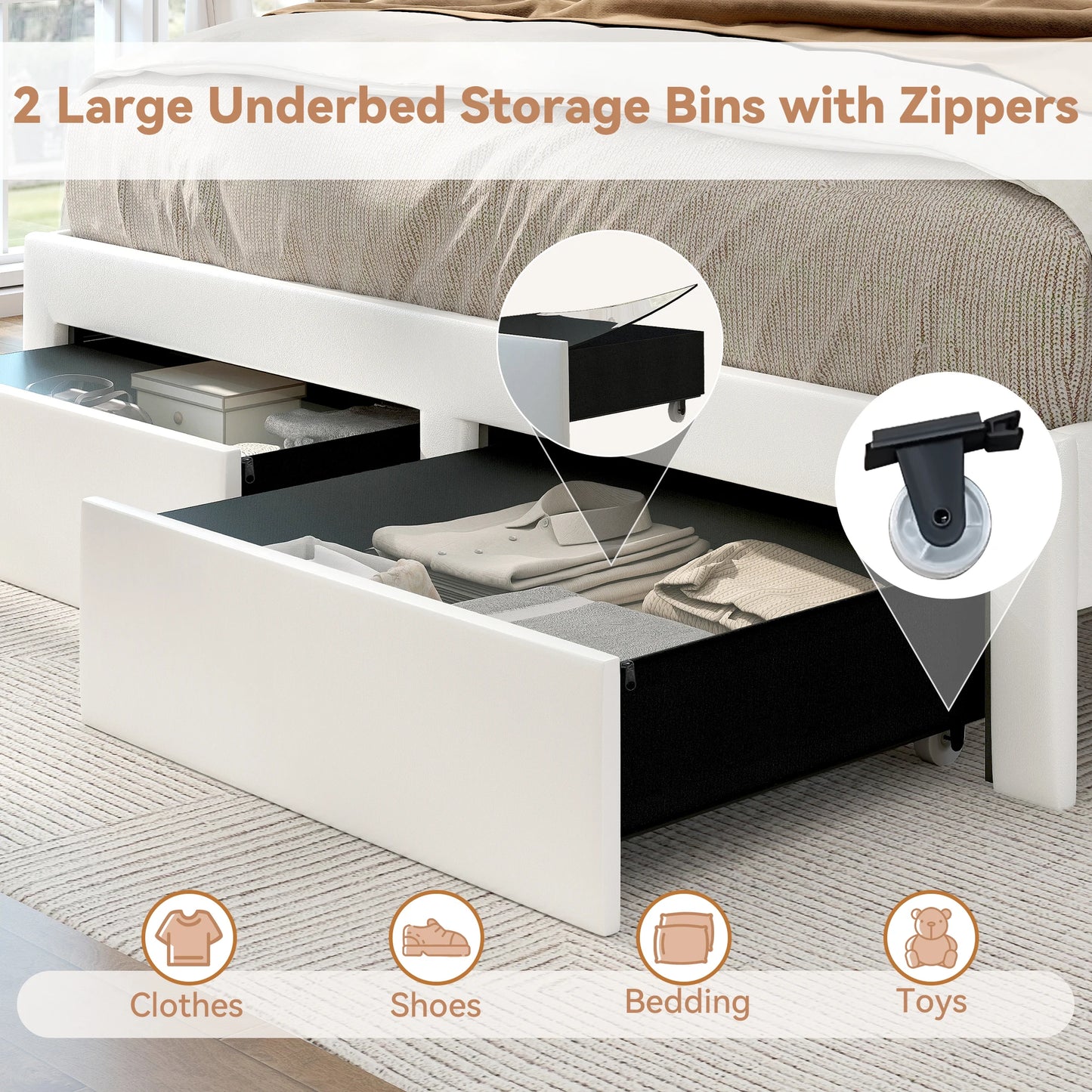 SIBEDS LED Bed Frame With Storage Drawers And Star Projector