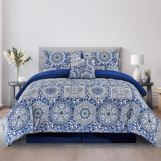 LDC Lux Decor Collection Reversible 5 Piece Comforter Set Bedding
