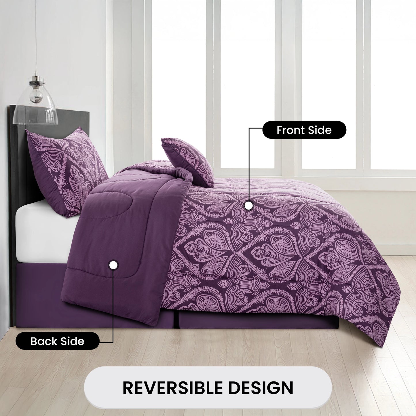 LDC Lux Decor Collection Reversible 5 Piece Comforter Set Bedding