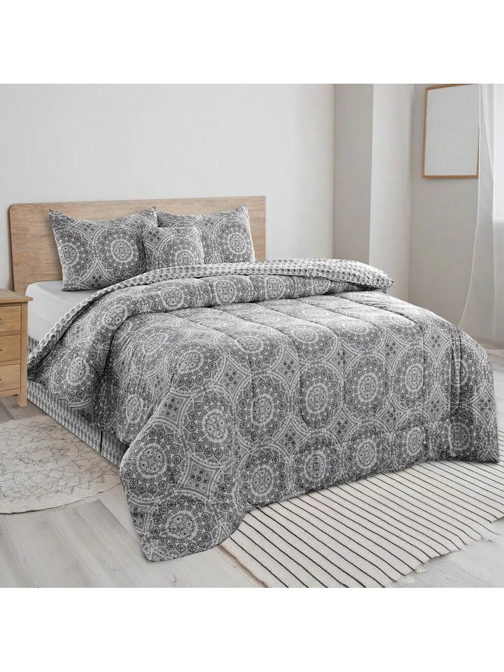 LDC Lux Decor Collection Reversible 5 Piece Comforter Set Bedding