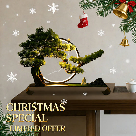 Ceramic Zen Bonsai Incense Burner With LED Halo USB Decor