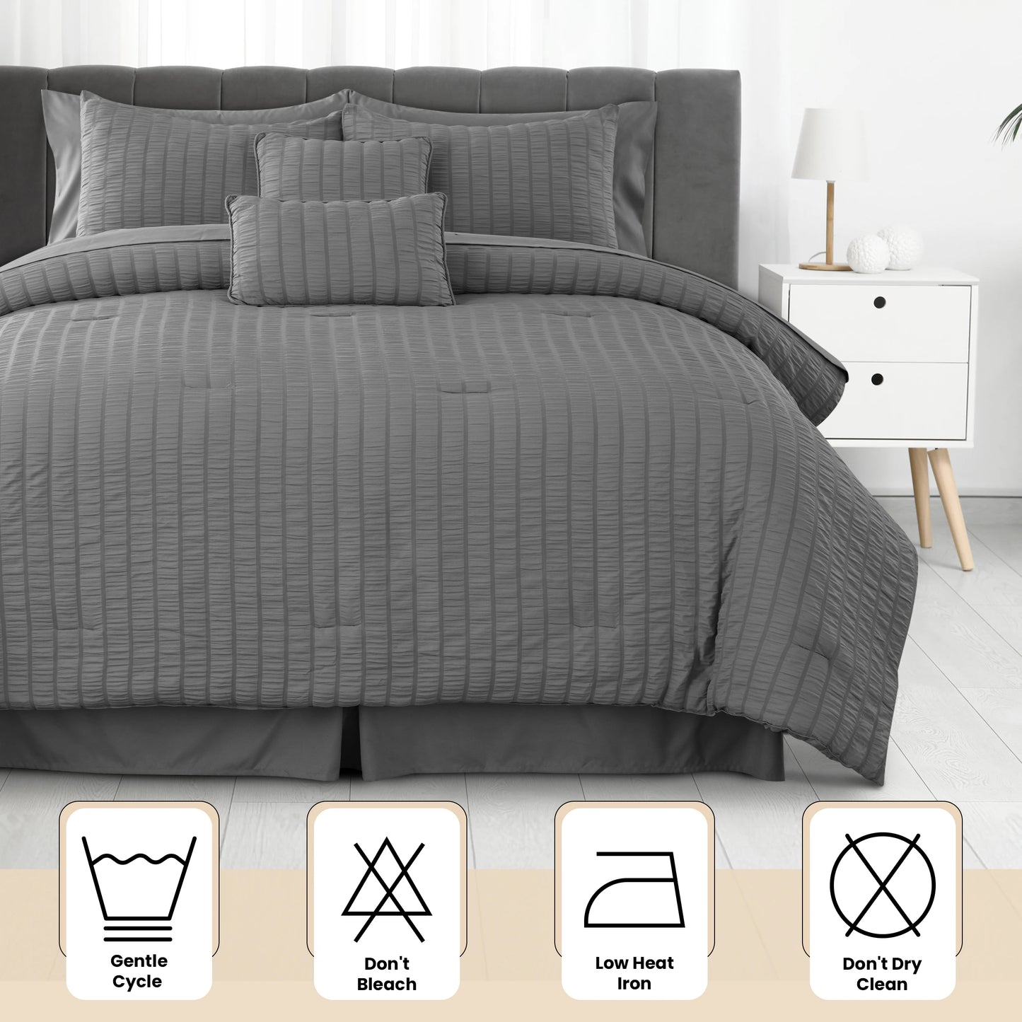 Lux Decor Seersucker Comforter Set Bed in a Bag Sheets