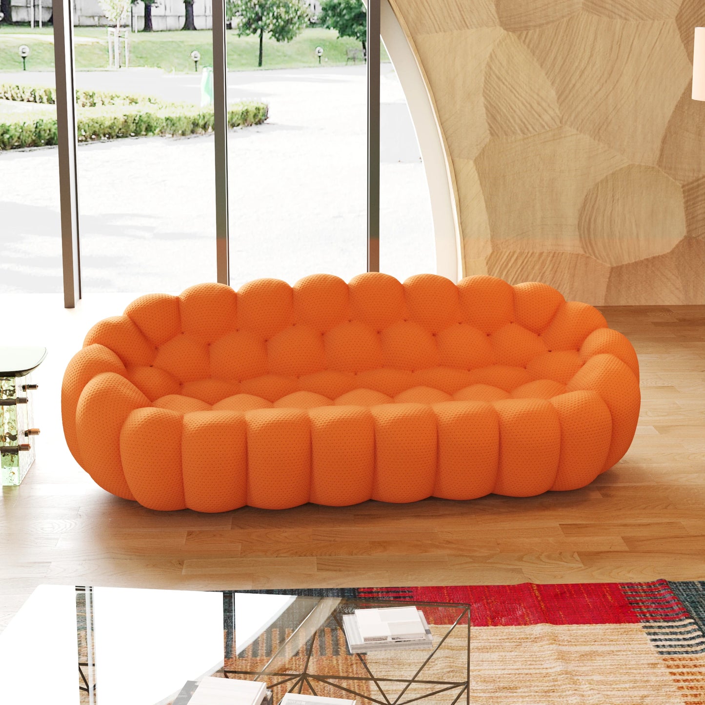 Sdorens Curved 3 Seater Bean Bag Sofa for Living Room Mesh Fabric