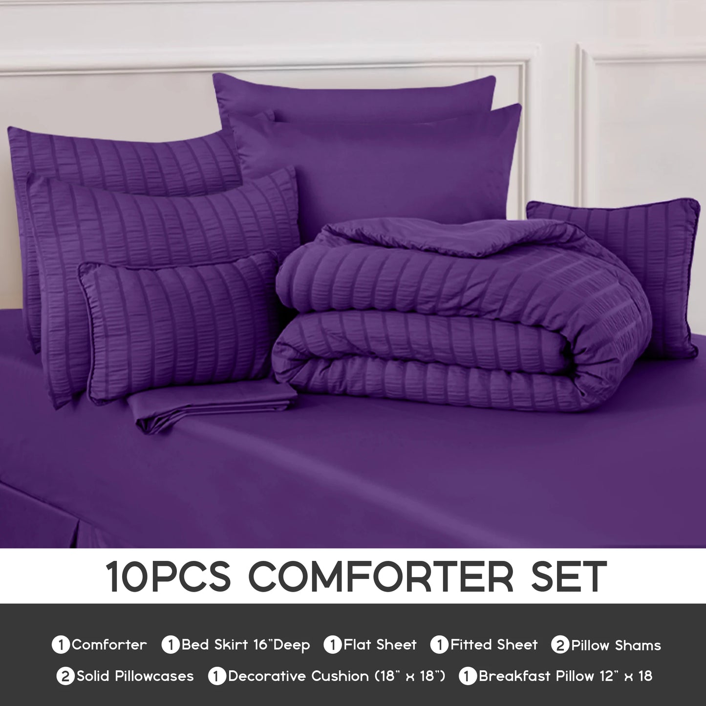 Lux Decor Seersucker Comforter Set Bed in a Bag Sheets