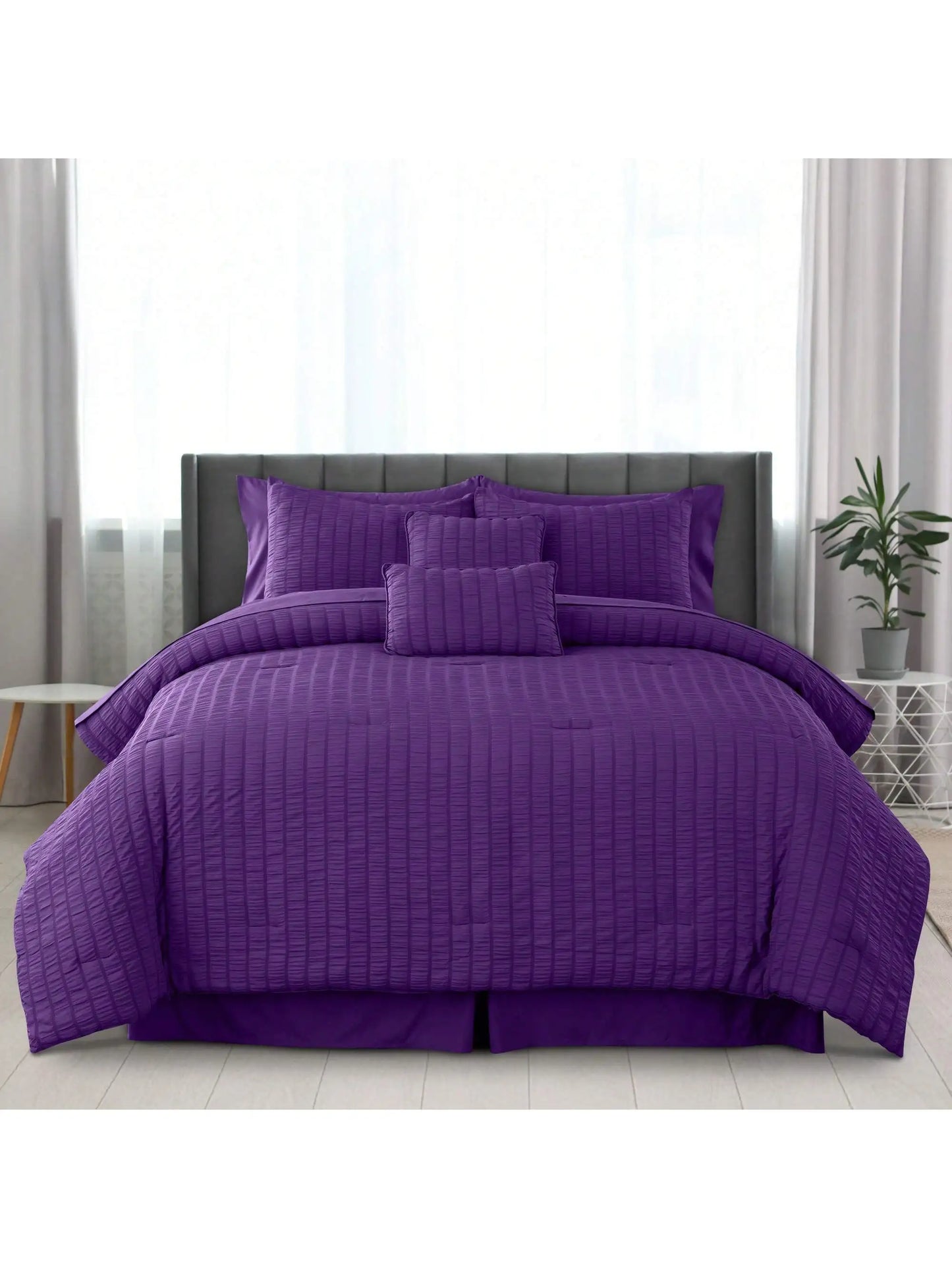 Lux Decor Seersucker Comforter Set Bed in a Bag Sheets