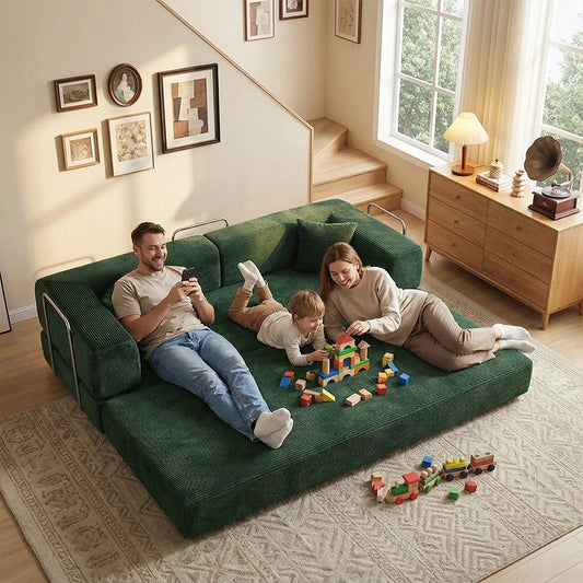 YQzyphyna Futon Sofa Bed 4in1 Convertible Corduroy Sleeper Loveseat