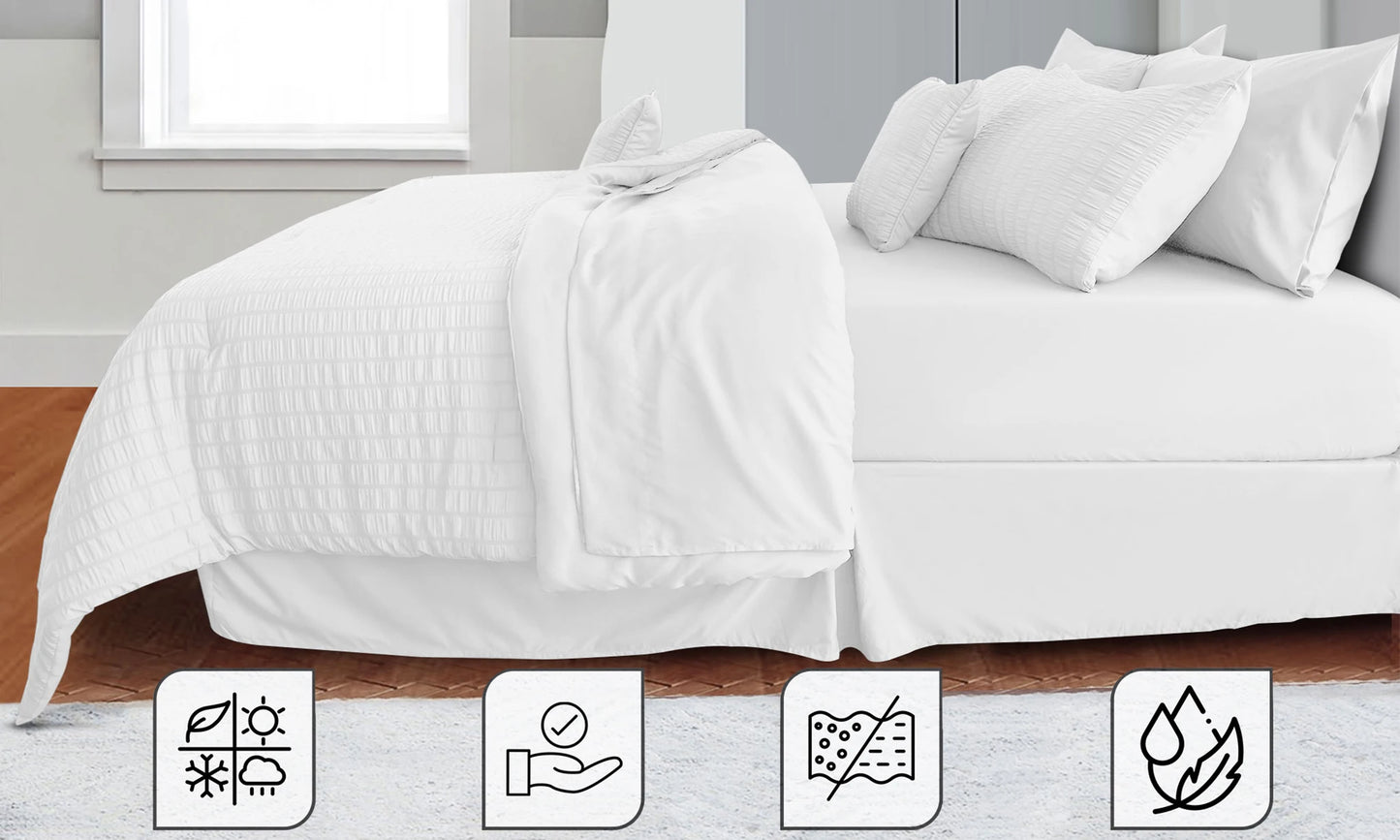Lux Decor Seersucker Comforter Set Bed in a Bag Sheets