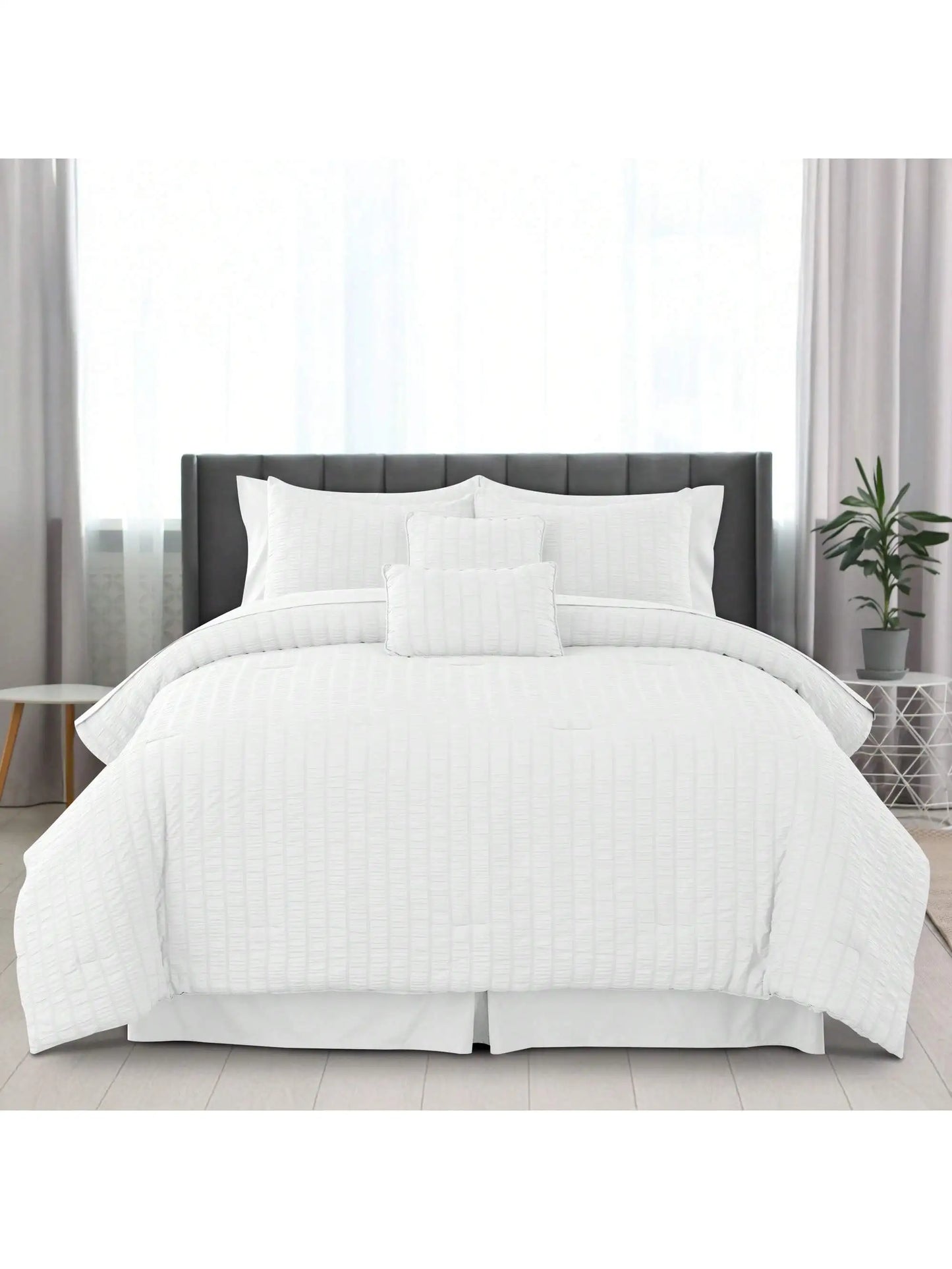Lux Decor Seersucker Comforter Set Bed in a Bag Sheets
