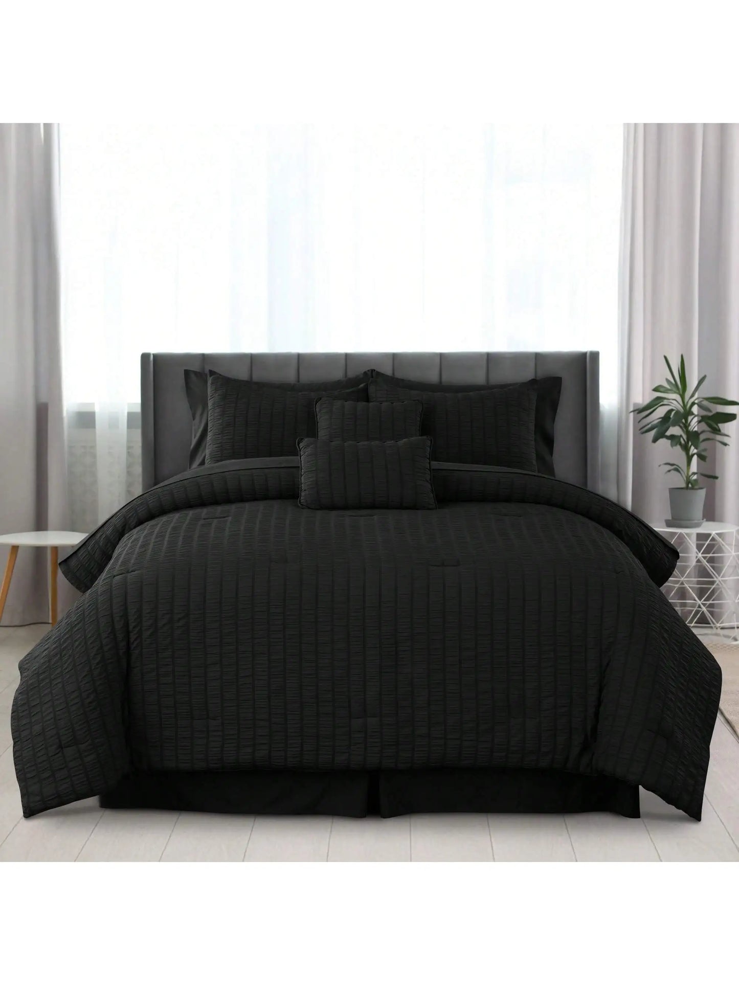 Lux Decor Seersucker Comforter Set Bed in a Bag Sheets