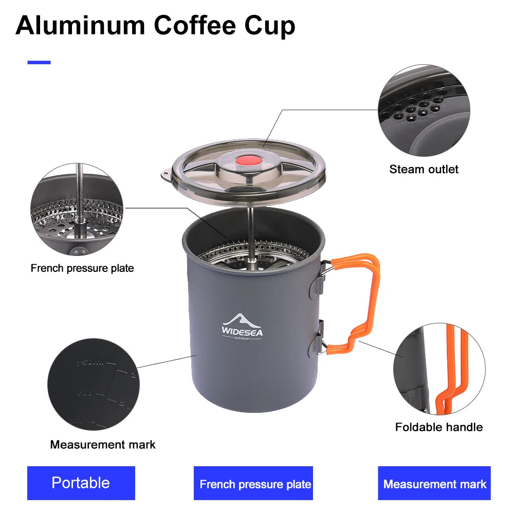 Widesea Camping Coffee Pot With French Press Mug For Hiking