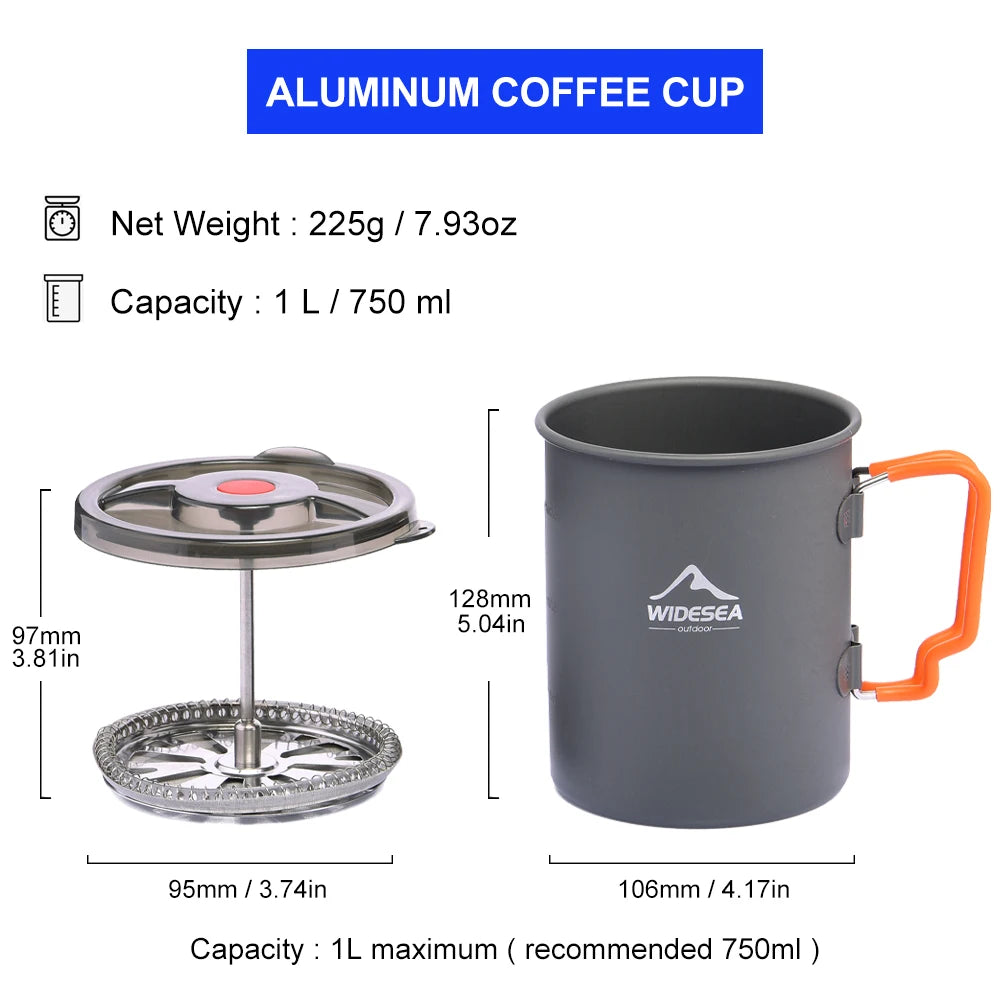 Widesea Camping Coffee Pot With French Press Mug For Hiking