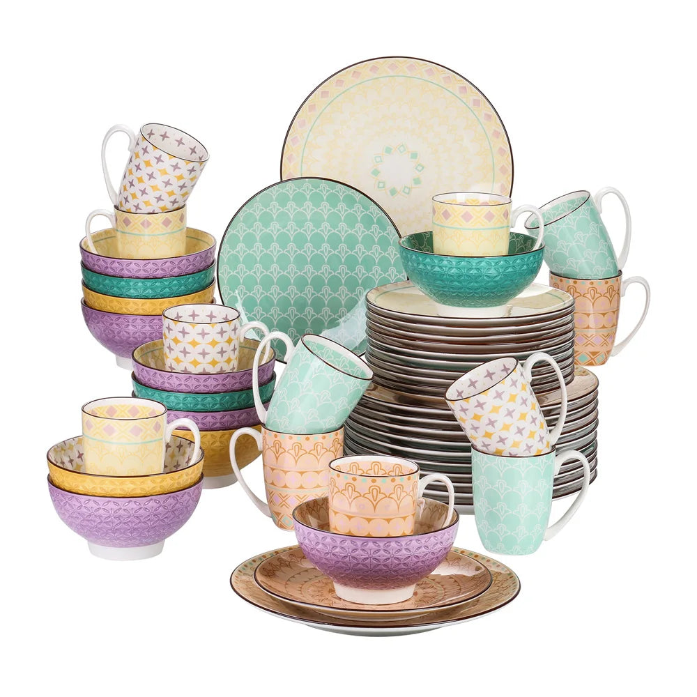 MALACASA Tulip Porcelain Dinnerware Set Dinner Plate Dessert Bowl Mug