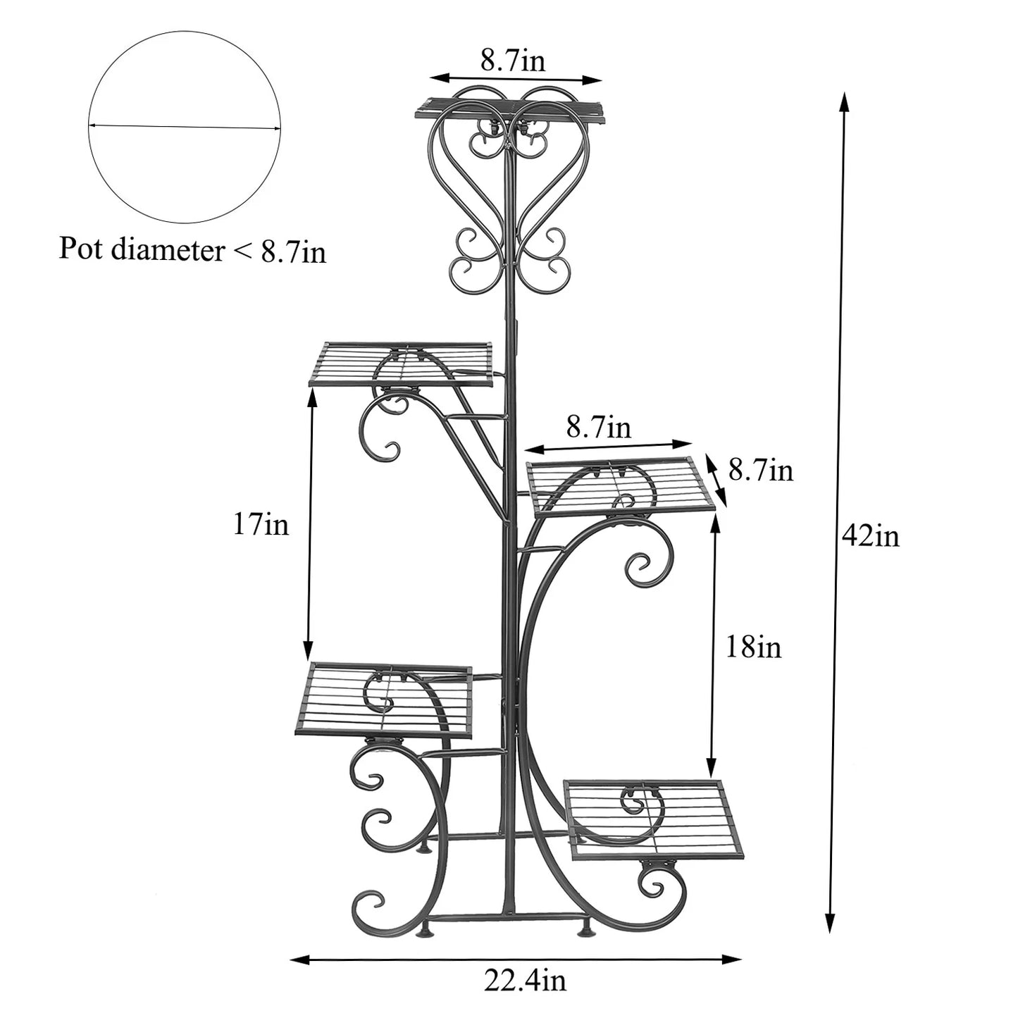 BINGOPAW Six Tier Plant Stand Indoor Metal Rack Pots