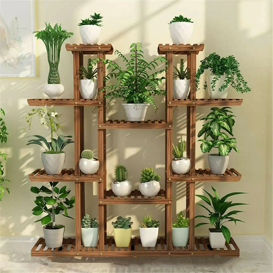 BINGOPAW Multi Tier Plant Stand Wood Flower Rack Holder