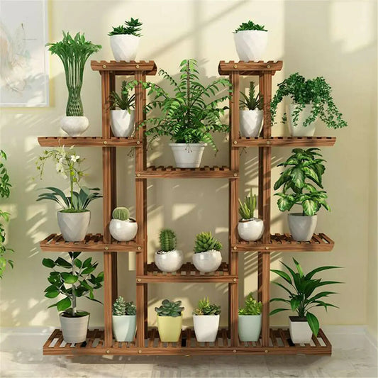 BINGOPAW Multi Tier Plant Stand Wood Flower Rack Holder