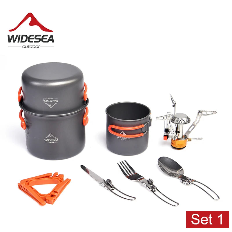 Widesea Camping Cookware Set Outdoor Tableware Portable Pot