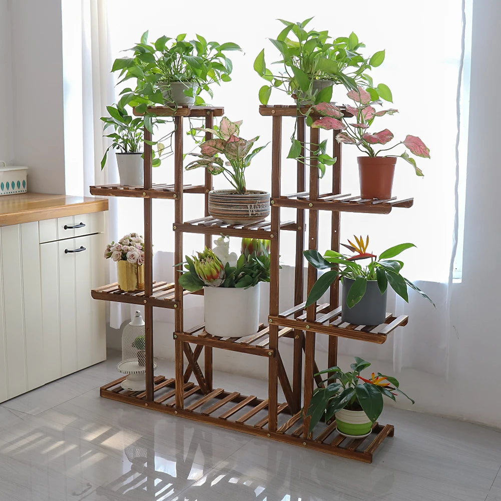 BINGOPAW Multi Tier Plant Stand Wood Flower Rack Holder