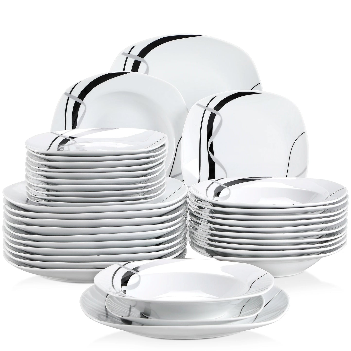 MALACASA Fiona Porcelain Dinnerware Set With Dinner Dessert Soup Plates