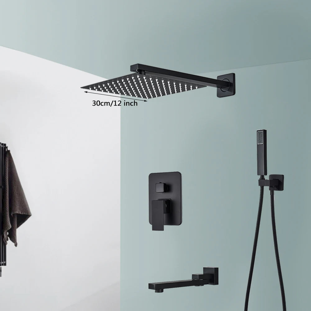 Rozin Wall Mounted Rainfall Shower System With Concealed Mixer Tap