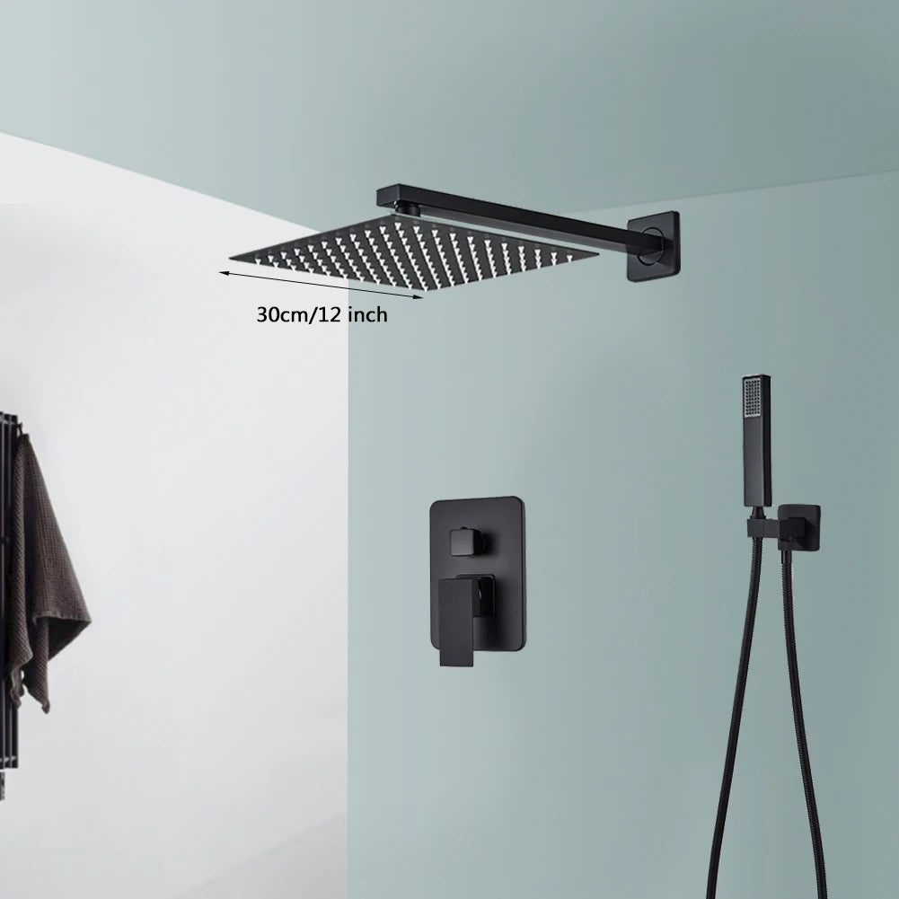 Rozin Wall Mounted Rainfall Shower System With Concealed Mixer Tap