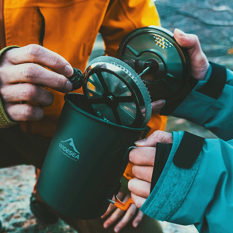 Widesea Camping Coffee Pot With French Press Mug For Hiking
