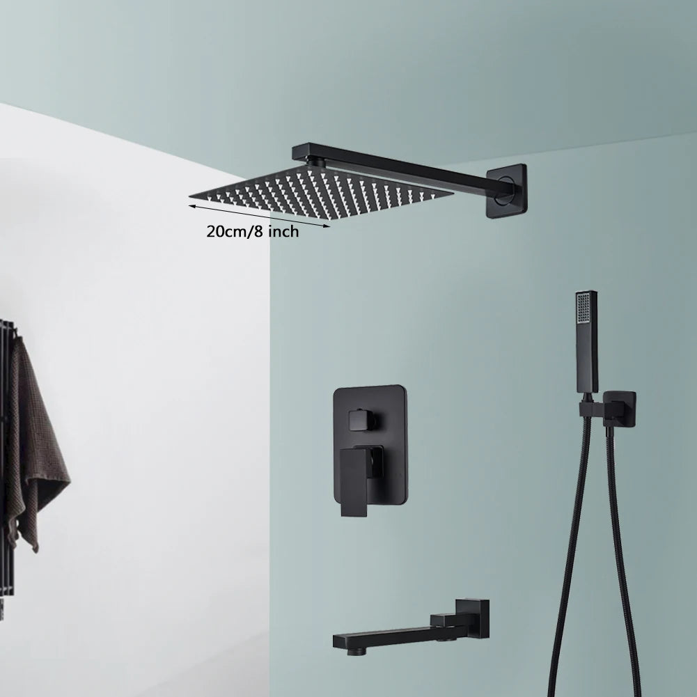 Rozin Wall Mounted Rainfall Shower System With Concealed Mixer Tap