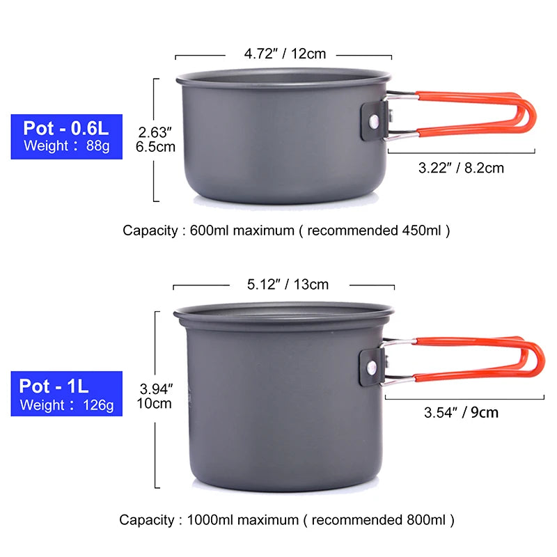Widesea Camping Cookware Set Outdoor Tableware Portable Pot
