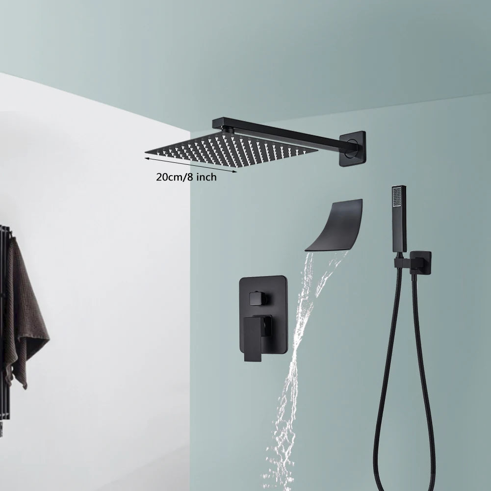 Rozin Wall Mounted Rainfall Shower System With Concealed Mixer Tap