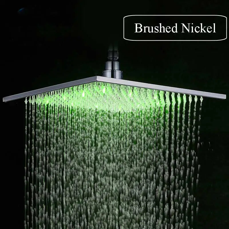 Rozin Square LED Rainfall Shower Head Brass Finish
