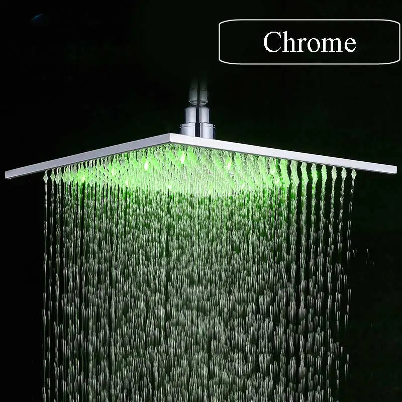 Rozin Square LED Rainfall Shower Head Brass Finish