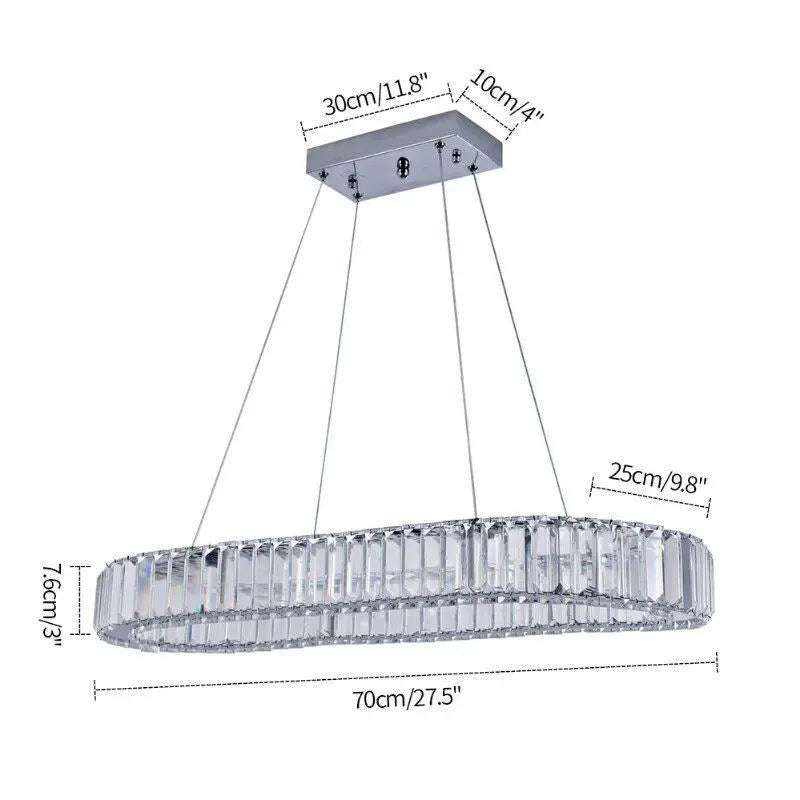 GreeLustr Indoor Crystal Oval Ring Lamp Led Pendant Chandelier